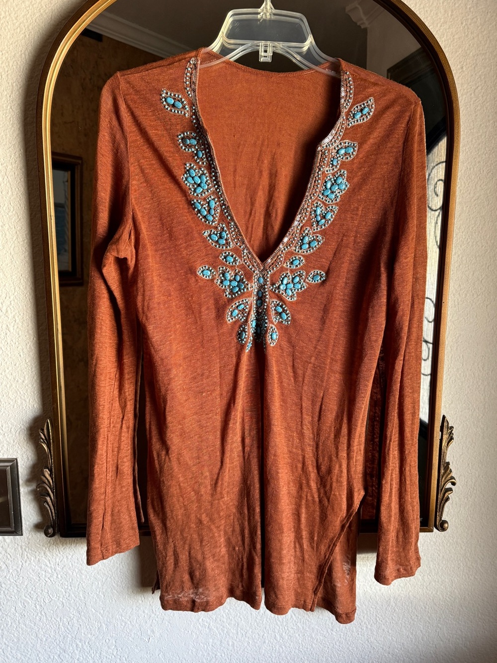 Turquoise Embellished Long Sleeve